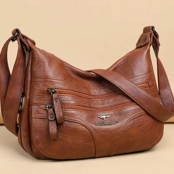 Aukštos Kokybės Moterų Keli Stiliai Dizainerio Rankinės Multi-pocket Pečių Krepšiai, Minkštos PU Odos Laisvalaikio Krepšys