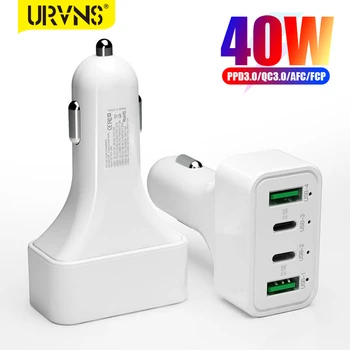 URVNS 40W 4 Prievadų USB C Automobilinis Įkroviklis Dual PD3.0 20W QC3.0 Tipas-C Greitas Automobilių Adapteris, skirtas 