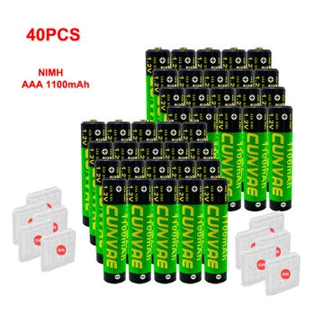40Pcs 1.2 V AAA Baterija 1100mah NI-MH Įkraunamos AAA baterijos LSD 3A akumuliatorių ir 10vnt AA/AAA Baterijos laikymo Turėtojas