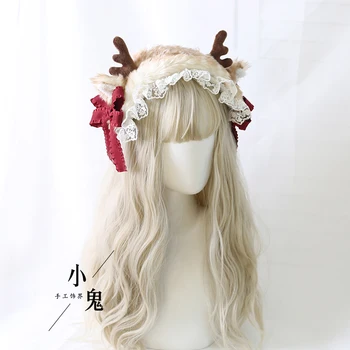 Japonijos mielas elnio ragų plaukų su plaukų lankelis lolita šukuosena plaukų juosta staigius plaukų KC Naujų Metų