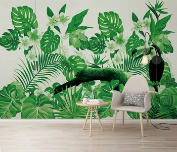 Individualizuotos fono paveikslėlį tropinių augalų papūga foną miegamajame apdaila, tapetai, freskos 3d tapetai, tapetai sienos