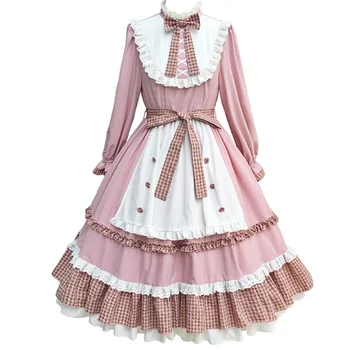 Princess arbatėlė saldus lolita elegantiška suknelė senovinių nėrinių bowknot aukšto juosmens viktorijos suknelė kawaii girl lolita op loli cos