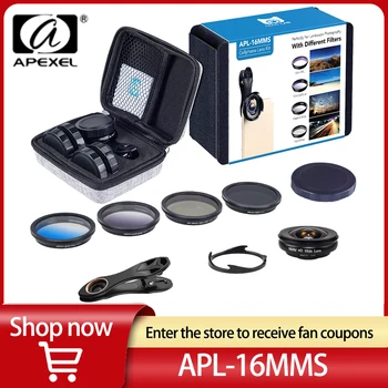 APEXEL HD Telefono Fotoaparato Objektyvas Kit Nešiojamų Plataus Kampo/Macro Objektyvas su Grad Filtras CPL ND Filtrą, skirtą Išmanųjį telefoną