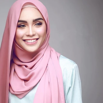 CHSDCSI Šifono Skara Hijab Wrap Spausdinti Skaros Musulmonų Hijabs Šalikai Moterų Paprastas Burbulas Kietas Skaros Lankelis šalikas 47 Spalvų