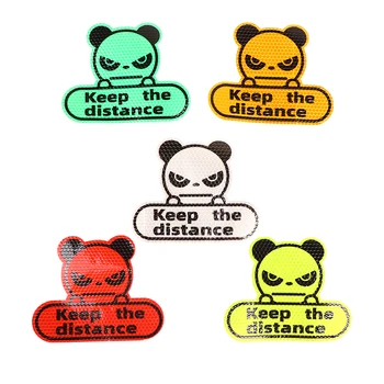 Panda Lipdukai Išlaikyti Atstumą Šviesą Atspindintys Lipdukai, Fluorescencinė Geltona Žalia Šešiakampis Korio Cartoon Automobilių Apdailos Lipdukai