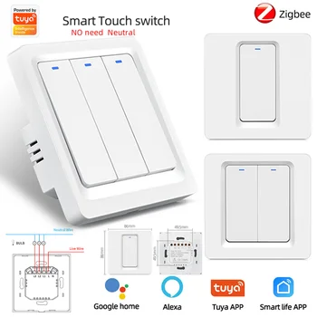 Zigbee Smart Sienos Lempos Jungiklis 100-240VAC Mygtuką Siųstuvas Smart Gyvenimo Tuya App 