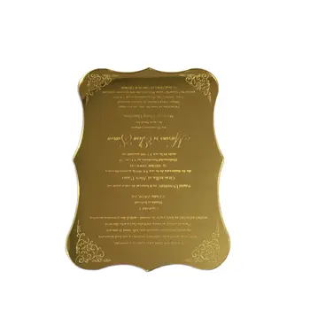Individualų 5X7inch Pažymėkite Formos Lazerio Engraed Raidžių Aukso Veidrodis & Sidabro Veidrodis iš Akrilo Vestuvių Pakvietimo