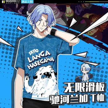 Anime SK8 Infinity Langa Hasegawa Cosplay marškinėliai trumpomis Rankovėmis Atsitiktinis Vasaros Full Vasaros Marškinėliai, Unisex Tee Viršų
