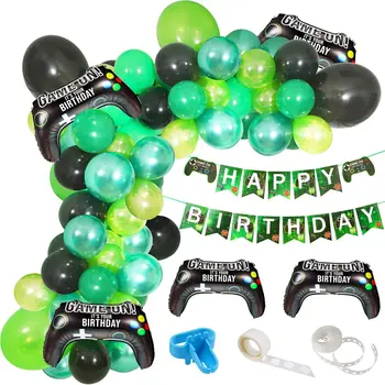 104pcs/daug Vaizdo Žaidimas Šalis Balionų Girliandą Rinkinys Žalia Juoda gimtadienio balionai Žaidimas Gimtadienio Dekoracijos