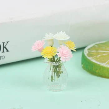 1/12 Miniatiūriniai Lėlių Mini Gėlių Vaza, Butelis Modeliavimas Baldai Doll House Dekoro Aksesuarai, Žaislai