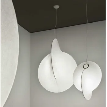 Sutampa Pakabos Lempos Šiaurės lempos minimalistinės kūrybos šilko baltos spalvos pakabukas šviesos kambarys gyvenamasis kambarys studijų laiptai pakabukas šviesos