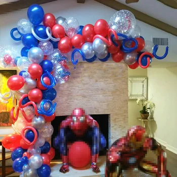 Raudonos ir mėlynos spalvos latekso arch rinkinys girliandą balionas herojus temą gimtadienio apdailos berniukas žaislas balionas baby shower