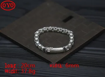 S925 sterling silver square ring sagtis Tailando sidabrinė apyrankė 6mm