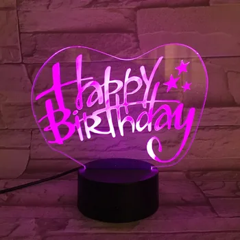 Naujausias su Gimtadieniu 3D led USB naktį Šviesos Energijos taupymo stalo Lempa mergina gimtadienio dovana