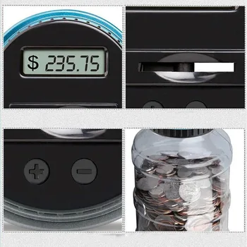 Skaitmeninis Piggy Bank Monetos Taupymo Counter LCD Skaičiuoti Pinigus Jar Pakeisti Butelis JAN88