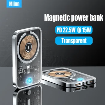 10000mAh Magnetinio Wireless Power Bank PD20W Greitai Įkrauti Skaidrus Išorės Atsarginę Bateriją, skirta iPhone 14 Atspaudų Atrakinimas
