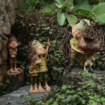 Creativo elf decorazione figura bambola statulėlės in miniatura Elfi Resina fata giardino miniatiūriniai accessori decorazione della