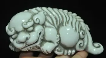 Kinijos Feng Shui Dehua porceliano Blogio Durų Globėjas Fu Kazkoks Šuo Liūtas žvėris statula