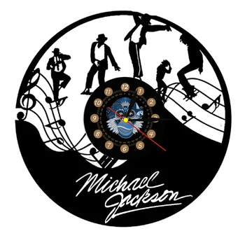 Muzikos Karalius Michael Jackson Vinilo Laikrodžiai su 7 LED Apšvietimas Derliaus Vinilo Įrašas Sieninis Laikrodis Modernaus Dizaino Sieninis Žiūrėti Namų Dekoro