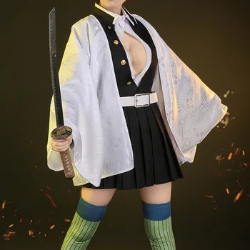 [Atsargų] Žaidimas Demon Slayer Kanroji Mitsuri Cosplay Kostiumų Kimono Moterų Kostiumas Vaidmenį Žaisti Drabužių Dydžiai S-L
