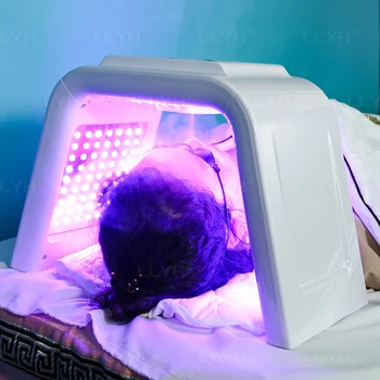 LLYH 7 Spalvų Veido Kaukė Su LED Šviesos Terapija PDT Spektrometras Drėkinantis Purškimo Šalto Suspaustas Raudona Ir Mėlyna Šviesa Grožio SPA