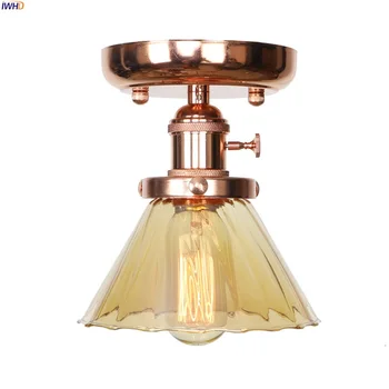 IWHD Šiaurės Šiuolaikinių Gintaro spalvos Stiklo Lubų Lempa Miegamojo Kambarį Šviesiai rožinė Aukso LED Lubų Šviesos Plafondlamp Lampara Techo