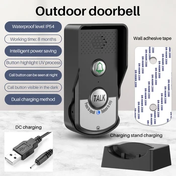 Atsparus vandeniui Belaidžio Sveiki Skambinti Balso Skambučiu 1,5 km Belaidžio Ryšio Doorbell tolimojo UV Mygtuką Rinkiniai vidaus Lauko