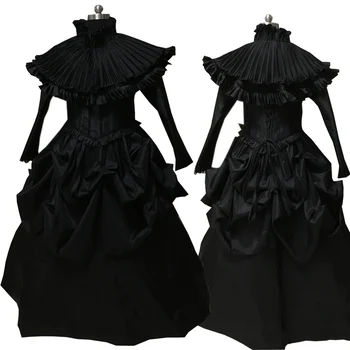2020 Nauja juoda viktorijos Helovyno Cosplay suknelė Kolonijinės gruzijos Renesanso, Gotikos Istorinių suknelė D-554