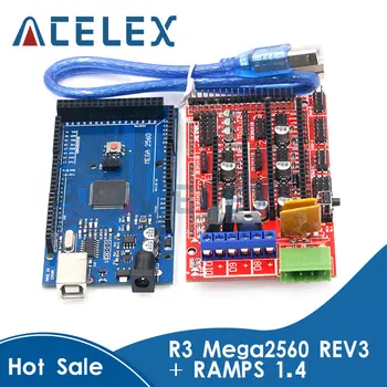 Mega 2560 R3 Mega2560 REV3 + RAMPOS 1.4 Valdytojas minėto sprendimo Arduino 3D Spausdintuvas arduino rinkinys Reprap MendelPrusa