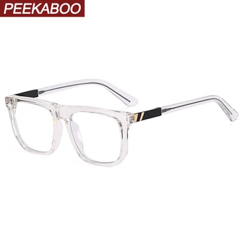 Peekaboo TR90 stabdžių mėlyna šviesa akinius vyrams juoda skaidri aikštėje akinių rėmeliai moterų optinis skaidraus lęšio unisex pusė metalo