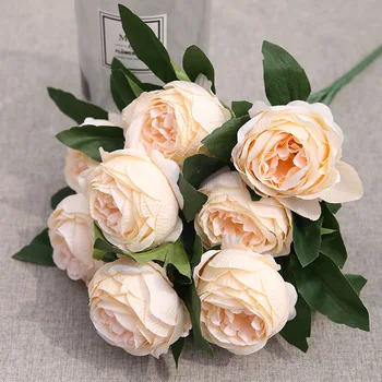 10 Galvų 1 Puokštė Europos Dirbtinės Gėlės, Bijūnai Šilko Netikrą Gėlės Vestuves Namų Puošybai