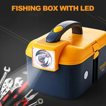Žvejybos Reikmenys Box 2 Sluoksnis Didelės Talpos, Žvejybos įrankiai, Aksesuarai LED Apšvietimas Sub-Box Žvejybos Kablys Įrankis Saugojimo Bylos X532D