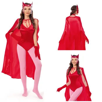WandaVision Scarlet Ragana Wanda Maximoff Cosplay Kostiumas Moterims Jumpsuit Kostiumai Helovyno Karnavalas Kostiumas