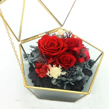Gėlių Dizaino Konservuoti Rožių Gėlių Daugiakampio Stiklo Gėlių Kambarį Ilgam Rose Stiklo Kupolas Apdaila