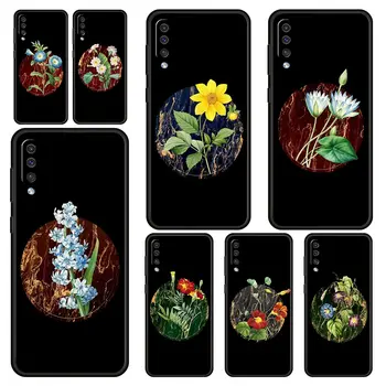 Senovinių Gėlių Botanikos Marmuro Telefono dėklas Samsung Galaxy A50 A52 A70 A30 A40 A20S A20E A02S A12 A22 A72 A32 5G A04s Dangtis