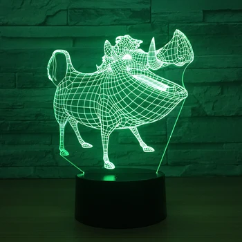 Naujas šernas 3d naktį šviesos diodų (led) lemputė dovanų stalo lempa Vietoje didmeninė stereoskopinis lempa USB spalvinga touch 