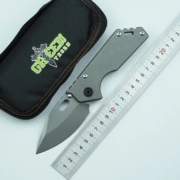 Žalioji erškėčių 75AR D2 plieno lankstymo peilis su titano lydinio rankena lauko kempingas išgyvenimo virtuvės vaisių peilis EDC peilis įrankis