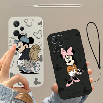 Disney Mickey Minnie Mouse Telefoną Atveju Xiaomi Redmi 12 Pastaba 11T 11S 11E 10S 10T 10 Pro Plus Skystis Virvę Funda Dangtis