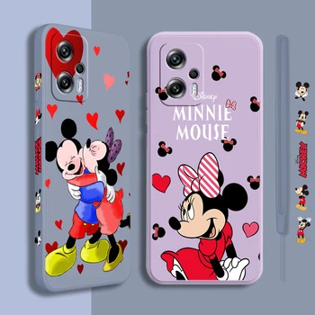 Animacinių filmų Mickey Minnie Disney Telefono dėklas Xiaomi POCO M5 C40 M4 X4 F4 C40 X3 NFC F3 GT M4 M3 M2 Pro C3 X2 Skysčio Kairėje Virvę Dangtis